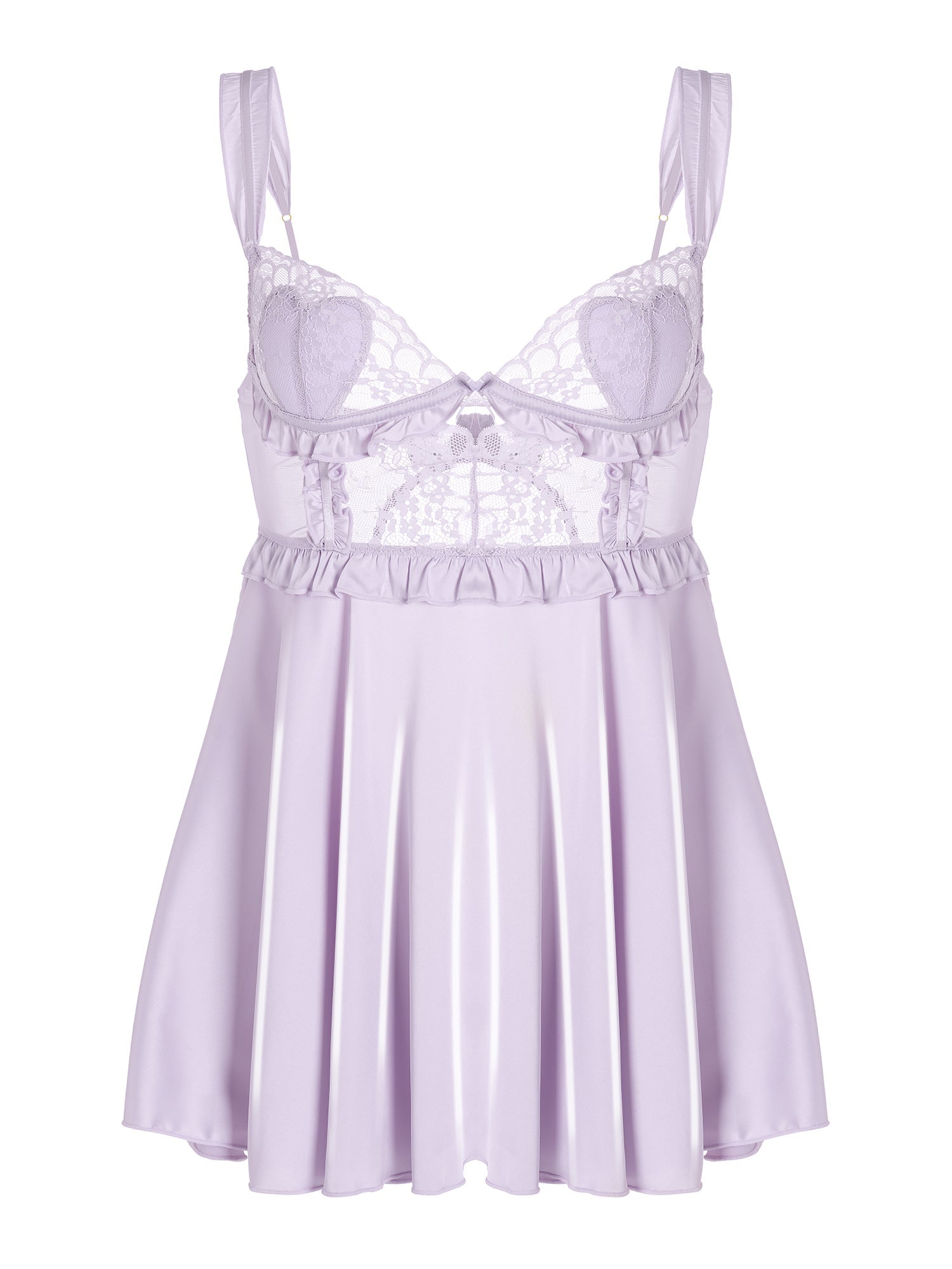 Purple Soft Satin Slip Dress With Elegant Lace Detailing Hello.LA.Girl